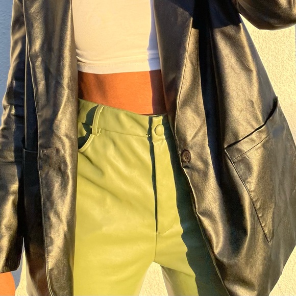 Shein Faux Leather Pants - Olive Green - Large (8/10) - Picture 7 of 13